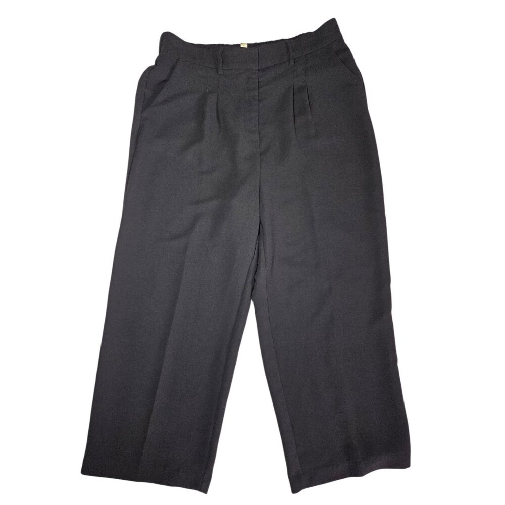 Autres Filles Anthropologie Black Pleated Wide Leg‎ Dress Pants High Rise L